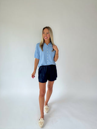 Simple And Sweet Short Sleeve Cardigan - Light Blue