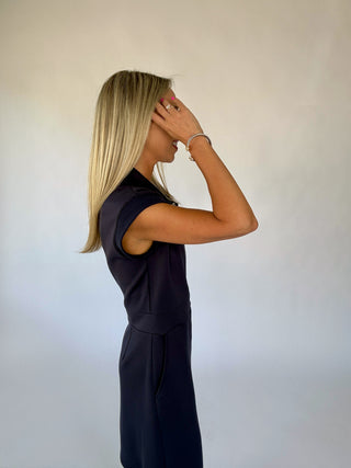 Ready For Anything Front Zip Mini Dress - Navy