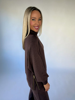 VARLEY Loxley Raglan Boyfriend Sweat - Coffee Bean Marl