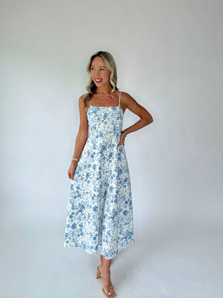 After All Is Said Midi Dress - Light Blue Multi