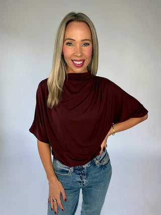 Darling Details Drape Top - Wine