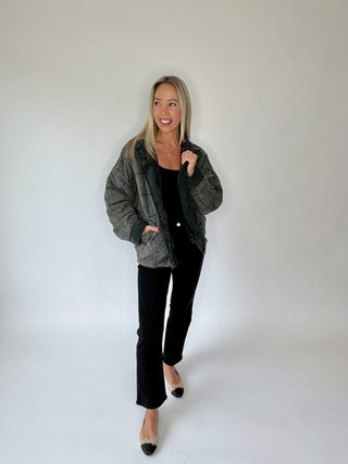 Life Is Good Quilted Washed Jacket - Charcoal