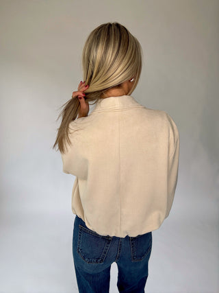 Meet Me In Autumn Suede Bubble Hem Jacket - Bone