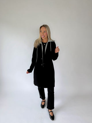 Warm Regards Scuba Coat w/ Hood - Black/Grey