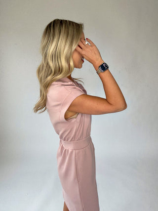 Casual Staple Zip Dress - Dusty Blush