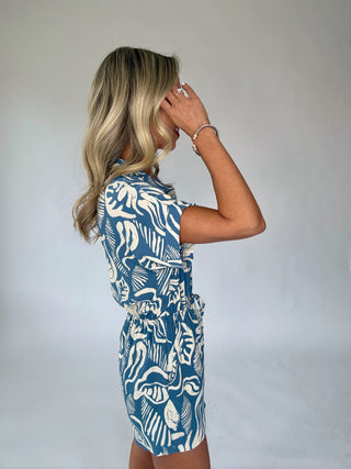 Sunset In Santorini Romper - Blue/Ivory