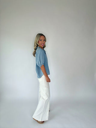 Take Notice Denim Top - Chambray