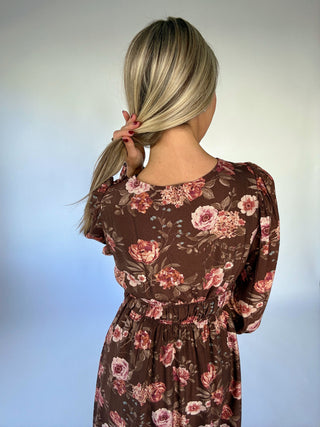 All the Right Reasons Midi Dress - Dark Brown Multi