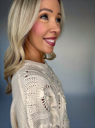 Winter Whispers Pearl Trim Sweater
