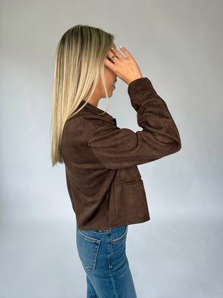 Let's Be Honest Suede Jacket - Dark Brown