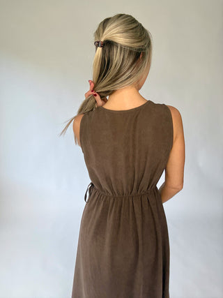 Irresistible Charm Lace Trim Midi Dress - Brown