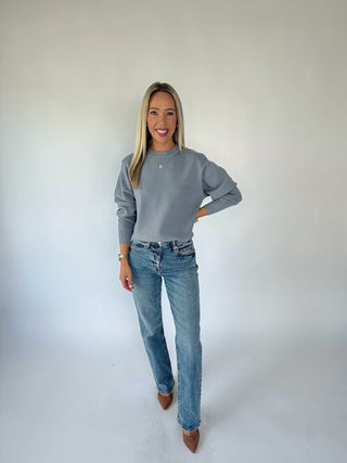There When You Need Me Sweater - Dusty Blue