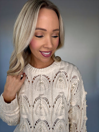 Winter Whispers Pearl Trim Sweater