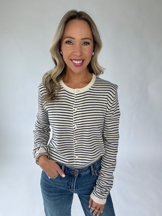 Always A Favorite Striped Cardigan - Black