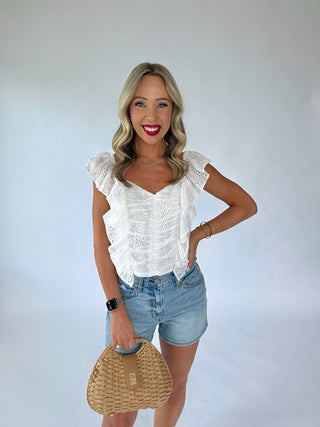 Hopeless Romantic Ruffle Top - White