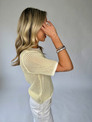 SANCTUARY Lemon Drop Open Knit Sweater Tee