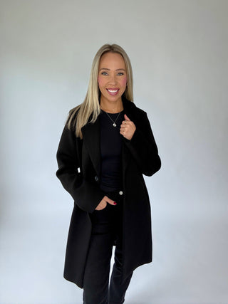 Warm Regards Scuba Coat w/ Hood - Black/Grey