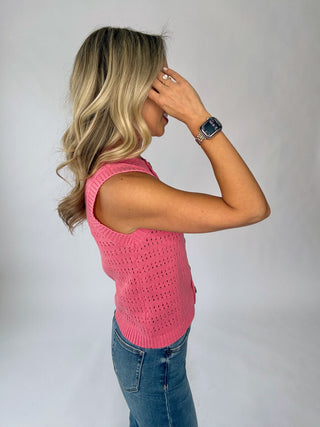 SANCTUARY Pointelle Shell - Bloom Pink