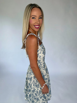 Pretty Persuasive Mini Dress - Ivory/Denim