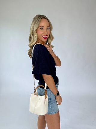 The Right Balance Knit Top - Navy