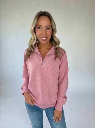 VARLEY Hawley Half Zip Sweat - Rose Marl