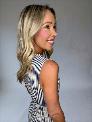 Coastal Charm Stripe Dress - Navy & White