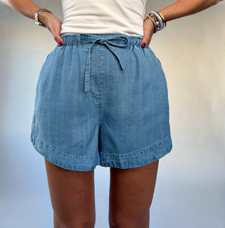 Softly Structured Tencel Shorts - Chambray Blue