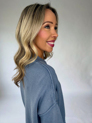 Always In Style V-Neck Cardigan - Acid Blue