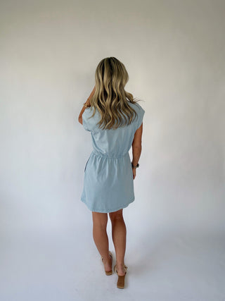 Breath of Fresh Air Mini Dress - Utility Blue