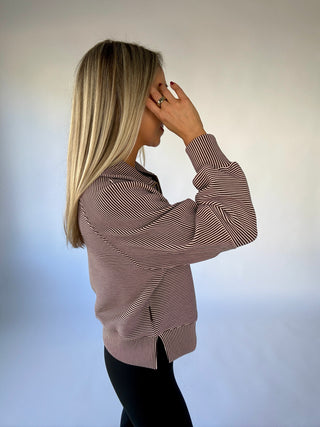 VARLEY Milano Half Zip Sweat 2.0 - Coffee Bean/Birch
