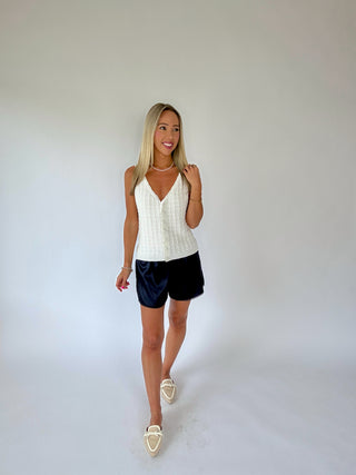 Delicate Details Satin Shorts - Midnight