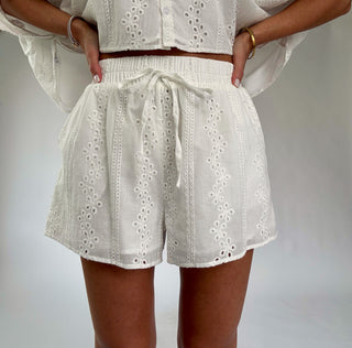 I Have My Eye On You Eyelet Shorts - Off White