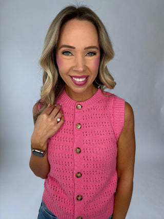 SANCTUARY Pointelle Shell - Bloom Pink