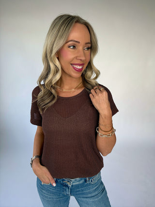 Soaking Up The Sunshine Knit Top - Dark Roast