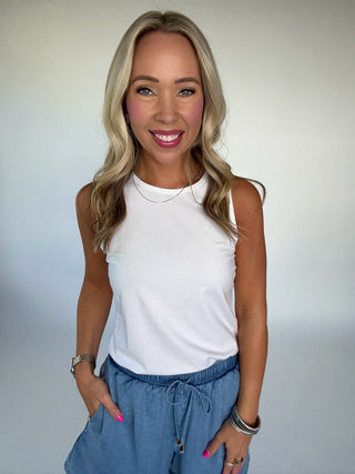 Premium Modal Crewneck Tank - White