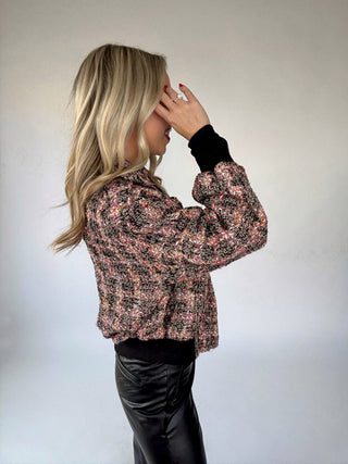 Twist of Fate Tweed Bomber Jacket