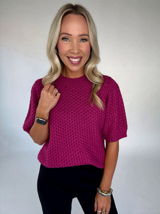 Berry Bliss Open Knit Sweater