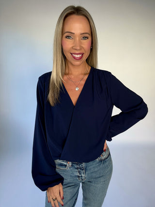Polished Perspective Top - Navy