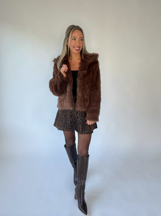 The Socialite Faux Fur Coat - Brown