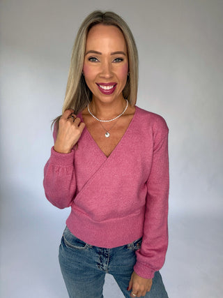 Wrapped Up In You Sweater - Pink