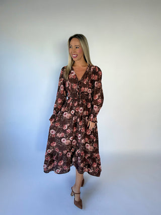 All the Right Reasons Midi Dress - Dark Brown Multi