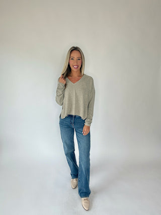Let It Be Easy V-Neck Top - Taupe