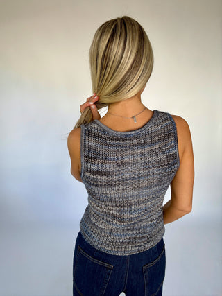 Picnic At The Park Sweater Tank - Blue Multi
