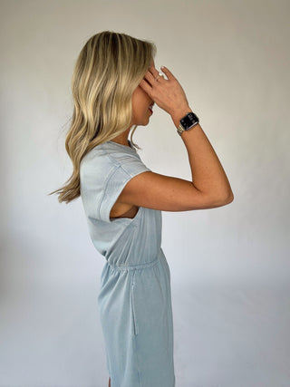 Breath of Fresh Air Mini Dress - Utility Blue