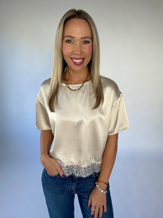 Love Me In Lace Satin Top - Ivory