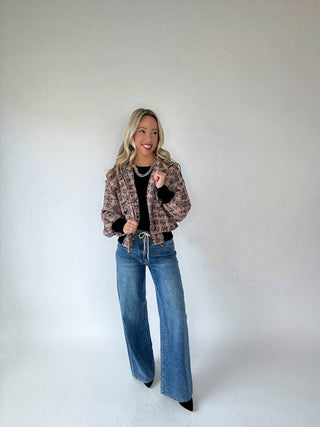 Twist of Fate Tweed Bomber Jacket