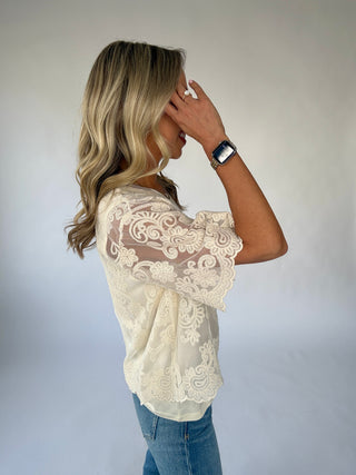 SANCTUARY Forever Lace Top - Vintage Ivory