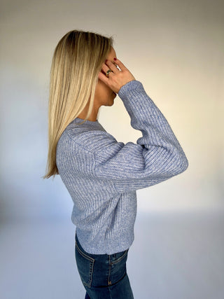 Fall Into Place Pullover Sweater - Dusty Blue
