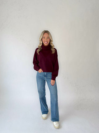Turtle Neck Pullover - Dark Cherry
