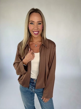A Rich Addition Bubble Hem Jacket - Mocha